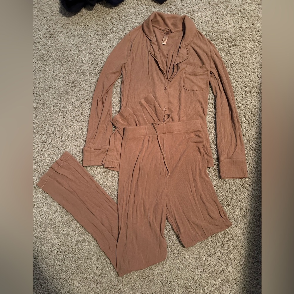 Skims Ribbed Pajama Set, Size XXS